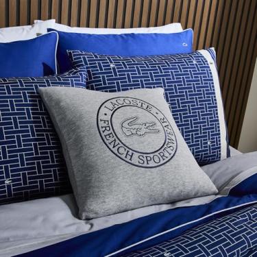 Imagem de Lacoste Moletom esportivo tricotado algodão almofada decorativa, 40,6 cm x 40,6 cm, cinza