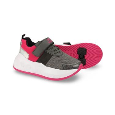 Imagem de Tênis Infantil Menina Bibi com Rodinhas Skatenis Preto com Pitaya