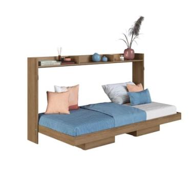 Imagem de Cama Articulada Solteiro Horizontal com 2 Nichos 1 Prateleira Ch1080 80cm Mel - Art In Móveis