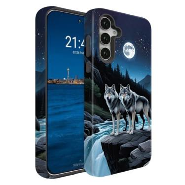 Imagem de BSMOSPER Compatível com Samsung Galaxy A15 5G, capa protetora 2 em 1 de camada dupla resistente à prova de choque, Wolf