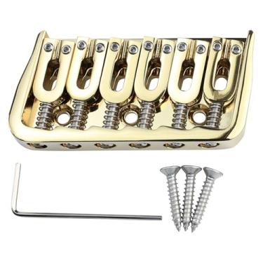 Imagem de OVSAL Ponte fixa para guitarra de 6 cordas de 10,5 mm, liga de zinco, trastes para guitarra elétrica, ponte hardtail compatível com peças de reposição para guitarra elétrica Telecaster Tele Strat