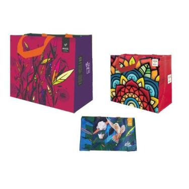 Imagem de Sacolas de Ráfia Ecobag 1 Grande 1 Média 1 Mini Sortido B4U