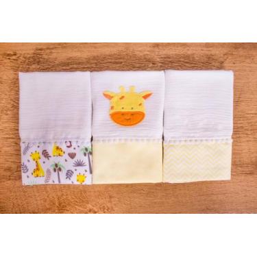 Imagem de Kit 3 Peças Fralda De Boca Para Bebê - Miguel Baby, Girafa