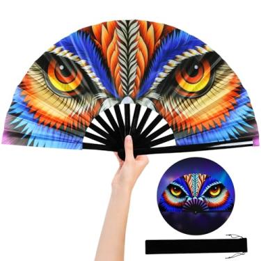 Imagem de TRENDBOX Ventilador UV Glow - Grande ventilador de bambu dobrável, presente masculino e feminino - perfeito para festivais de música, festas à fantasia, carnaval, discoteca, Halloween, EDM e eventos