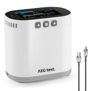 Imagem de AEGTEST Monitor residencial de radônio HOUND-3786, registros de longo prazo e gráficos de dados, atualização de 10 minutos, recarregável, tela de 8,9 cm, alarme de som e luz, relatório PDF, pCi/L e Bq