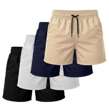 Imagem de Kit 4 Short Tactel Leve Moda Praia Bermuda Lisa Masculina-Masculino