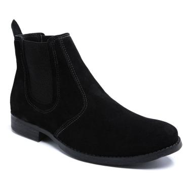 Imagem de Bota Botina Casual em Couro Masculino Elástico Calce Fácil Elegante Confortável