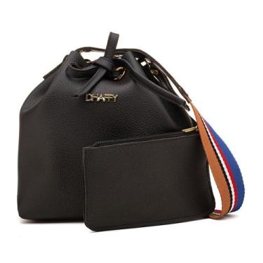 Imagem de Bolsa Feminina Saco Ilhós Com Necessarie - Dhaffy Bolsas, Preto