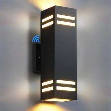 Imagem de SHIMR Luminária externa do crepúsculo ao amanhecer, luzes de parede externas modernas com lâmpadas LED incluídas, arandela de alumínio antiferrugem para cima e para baixo para casa, varanda, garagem