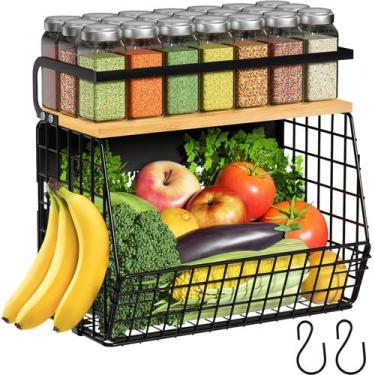 Imagem de Prateleira magnética para geladeira com tampa de madeira, caixas de ar