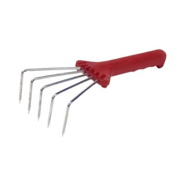 Imagem de IEUDNS Ancinho de jardim, garra, ancinho, cabo compacto e confortável, ferramenta de jardinagem, cultivador para soltar o solo, escavar, capinar a praia, Vermelho