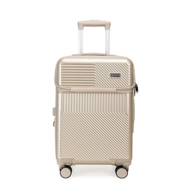 Imagem de Mala De Viagem Bordo Bagagem 10kg De Mão Rígida 360 Anac USB Cadeado (Dourado)