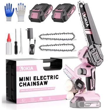 Imagem de Aokia Mini Motosserra Elétrica De 6" Sem Fio, Portátil, Com 2 Baterias, Pequena, Para Aparar Árvores, Madeira, Presentes Casa E Jardim, Homens Mulheres
