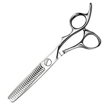 Imagem de AOLANDUO Tesoura profissional de desbaste para cortar cabelo, tesoura de cabeleireiro de aço inoxidável VG10, tesoura de barbeiro ultra afiada, design ergonômico deslocado, tesoura de mistura, 1