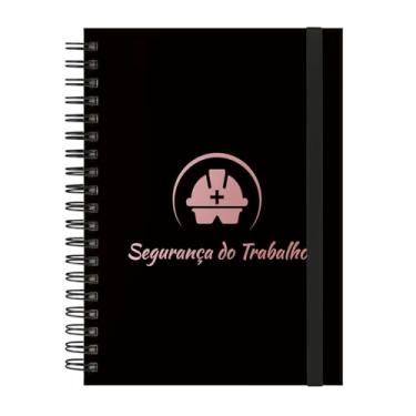 Imagem de Caderno Colegial Plus 12 Matérias Profissões Segurança do Trabalho (Preto e Rosê)