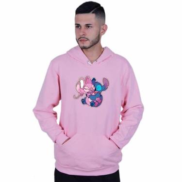 Imagem de Moletom Unissex Canguru Lilo e Angel Love Casal - Lafre, Rosa claro, G