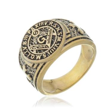 Imagem de Anel Maçonaria Ouro Amarelo 18 Kl Ródio Negro - Juniorjoiaspiracicaba,