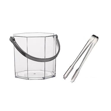 Imagem de Balde de gelo para festas Baldes de gelo de acrílico com pinças e alças 950 ml Balde de vinho de plástico para bebidas, refrigerador, cubo, balde, champanhe, vinho, cerveja, bebida, recipiente de gelo