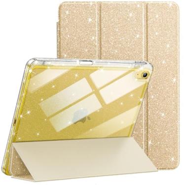 Imagem de JETech Capa Glitter para iPad (A16) 11ª/10ª Geração (2025/2022) com Porta-Pencil, Case Fina e Fofa para Crianças e Meninas, Concha Traseira Transparente e Brilhante (Ouro)