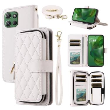 Imagem de Dswteny Argyle Capa carteira para Motorola Moto G Power 5G 2025 com alça de ombro de pulso, bolsa de couro PU flip suporte para cartão de crédito acessórios capa de celular para XT2515-1 mulheres