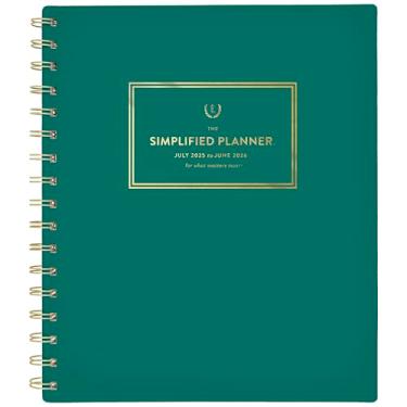 Imagem de AT-A-GLANCE Planner 2025-2026 Academic, simplificado por Emily Ley, semanal e mensal, 17,8 cm x 21,5 cm, médio, abas mensais, verde (EL40-805A-26)