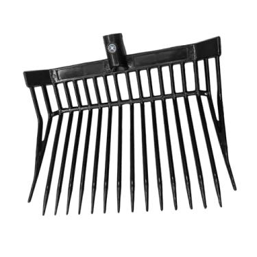 Imagem de IEUDNS Cabeça de substituição para garfo de esterco de cavalo com dentes angulares, ferramenta de limpeza, cabeça de forcado para feno, cama para cavalos, Preto