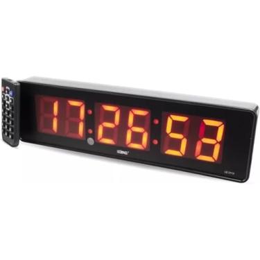 Imagem de Cronômetro Digital Relógio LED Vermelho Parede Mesa Academia 99h Contagem Progressiva Regressiva Bivolt com Controle Remoto