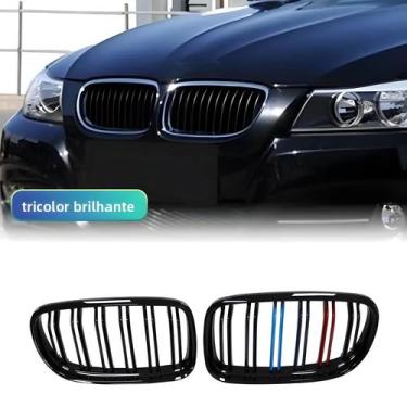 Imagem de Par De Grelhas Frontais Pretas Foscas Para BMW E90 E91 LCI 325i 328i 3