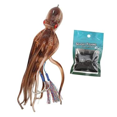 Imagem de Cabeça de Gabarito Ejeção de Tinta Bacalhau Flexível Equipamento Isca de Pesca Lula Isca de Pesca Marítima Garoupa Animada Tpe Com Gancho Escondido