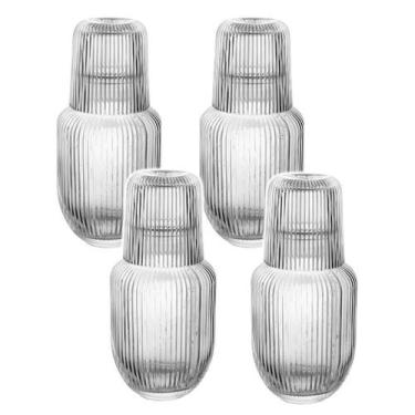 Imagem de Kit 4 Moringa De Vidro 500ml Com Copo De 145ml Para Água Whisky - CLIC