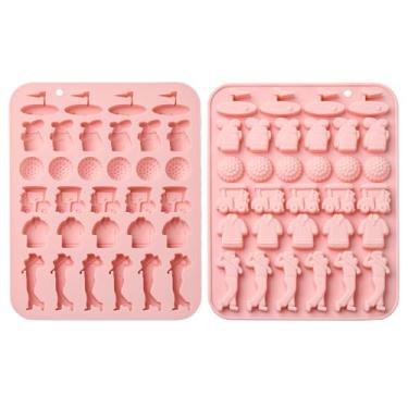 Imagem de UR URLIFEHALL 2 peças de moldes de silicone com tema esportivo de golfe, bolas de golfe, formas de chocolate em forma de roupas para assar bolos, doces, biscoitos, sabonete