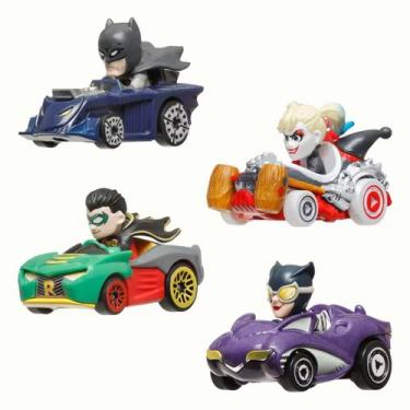 Imagem de Hot wheels racer verse 4 carros batman dc comics - mattel hkd33/hkd30