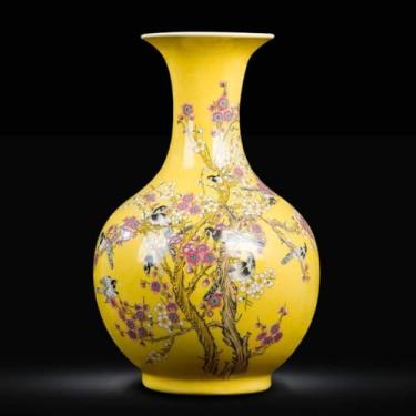 Imagem de AKALNNB Vaso de porcelana azul e branco, vaso de vento chinês, vasos decorativos para casa, decoração ideal para casa, escritório, festa de casamento