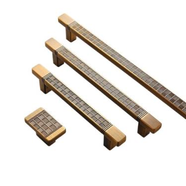 Imagem de Puxadores de móveis de liga de zinco para armários e gavetas, puxadores e puxadores de gaveta, 2 peças (puxador de cobre escovado)
