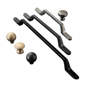 Imagem de Puxador de armazenamento de armário de cozinha preto dourado puxadores de gaveta puxadores de gaveta de móveis guarda-roupa puxadores de porta de armário ferragens 2 peças (833 preto)