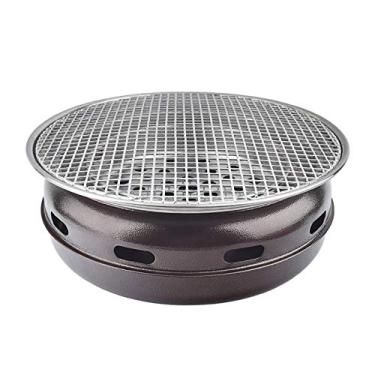 Imagem de Churrasqueira para churrasco, churrasqueira, churrasqueira a carvão doméstica coreana sem fumaça, fogão de chapa galvanizada, 100% pedra Maifan, 9 estilos (cor: F)