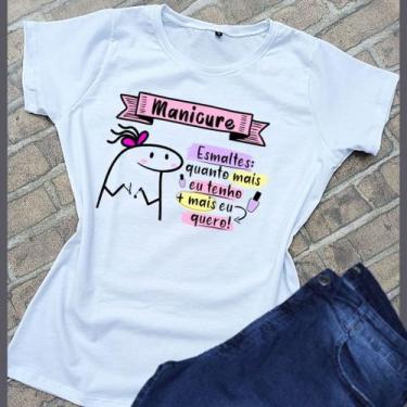 Imagem de Camiseta feminina blusinha t-shirt Manicure Flork - loja dinka, m