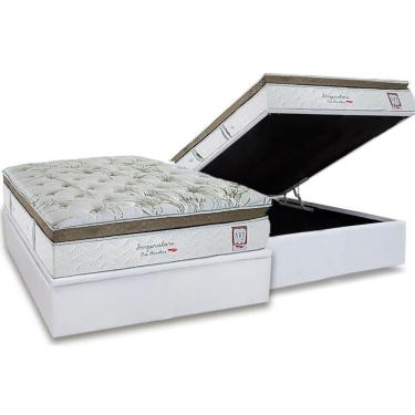 Imagem de Conjunto Box Baú Casal: Colchão Molas Herval Ensacadas Imperatore Eco Bamboo + Base Crc Linhão White (138x188)