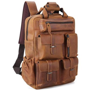 Imagem de Mochila Unissex de Couro para Laptop, POLARE , Marrom