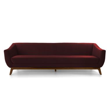 Imagem de Sofá 3 Lugares Odeon D07 230cm Base Madeira Veludo Bordô - D'Rossi