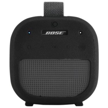 Imagem de Ferbao Capa de silicone para Bose SoundLink Micro 2ª geração, capa protetora para Bose SoundLink Micro 2, com mosquetão (preto)