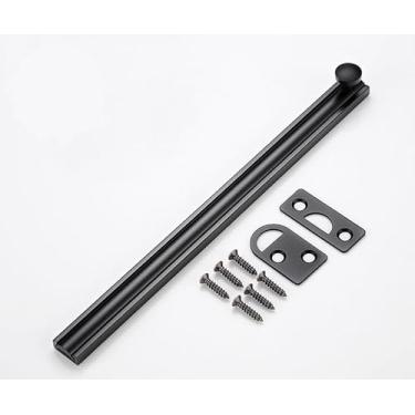 Imagem de SUYA Trava deslizante oculta de 90/180 graus, parafuso de superfície de latão sólido de 20 cm em preto fosco, trava elegante e segura para portas francesas/cercas de madeira/portões/armários ou portas