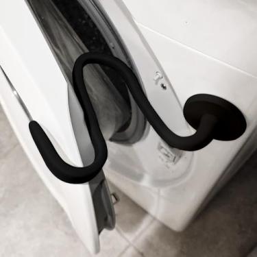 Imagem de DR Quality Parts Suporte e rolha de porta de arruela de carga frontal - Suporte magnético para porta de máquina de lavar com base magnética forte de 6 cm, rolha removível, mantém a arruela aberta para