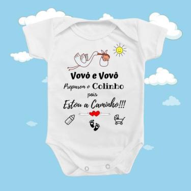Imagem de Monibeni Roupinha Body de Bebê Vovô e Vovó Estou a Caminho Anunciação 