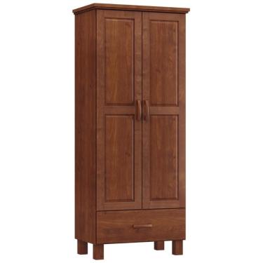 Imagem de Guarda Roupa Solteiro 2 Portas 1 Gaveta Madeira Maciça Selena F06 Imbuia - Lyam Decor