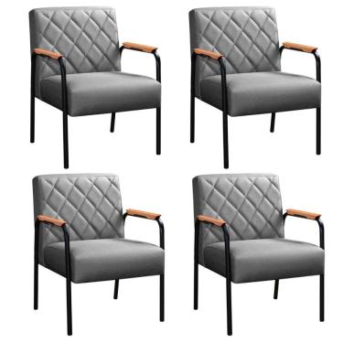 Imagem de Kit 4 Cadeiras Ludmilla Modernas Decorativa Confortáveis - Linho Cinza 320