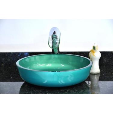 Imagem de Cuba de Vidro Redonda Achatada 43cm Bolonha - EKASA, Verde