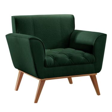 Imagem de Poltrona Lyz Luxo Madeira Maciça Castellar Móbile Veludo Verde