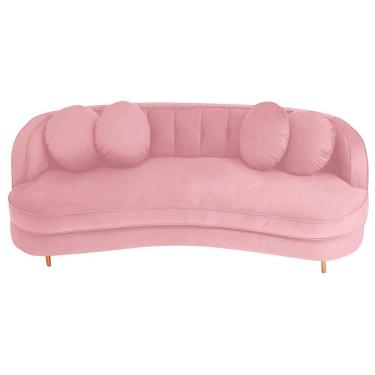 Imagem de Sofá Curvo 2 Lugares Orgânico Sala Recepção Escritório Decorativo Luxo Panamá 160cm Suede Cor Rosa