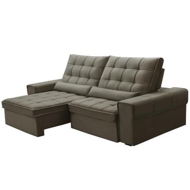 Imagem de Sofá Retrátil Reclinável Para Sala 3 Lugares 230cm Nebrasca F04 Veludo Marrom - Lyam Decor